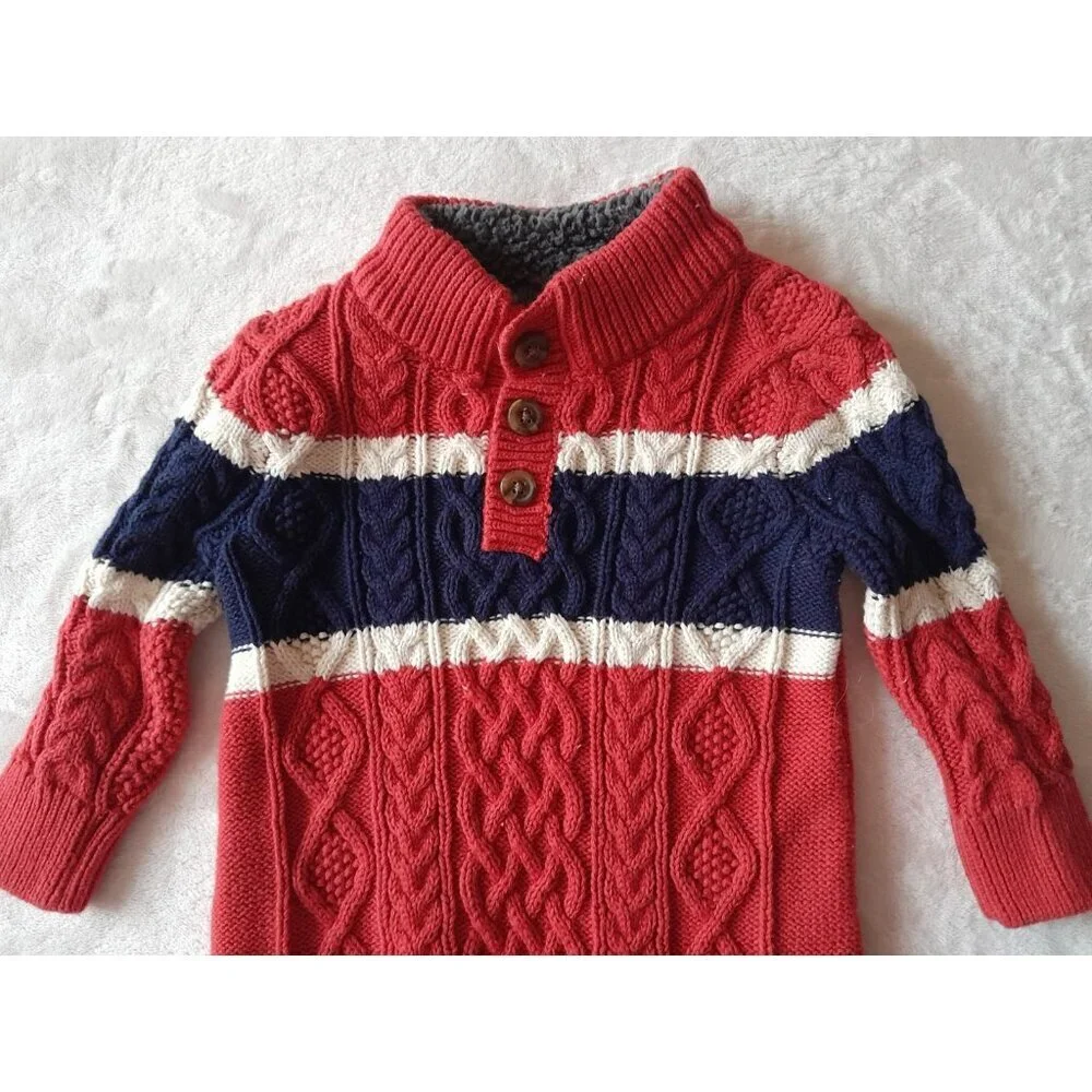Baby Gap Boys Cable Knit Holiday One Piece Sweater Bodysuit Winter 6-12 Mos